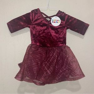Dot Dot Smile Christmas Holiday Dress Fancy Collection 12-24m Burgundy Velvet